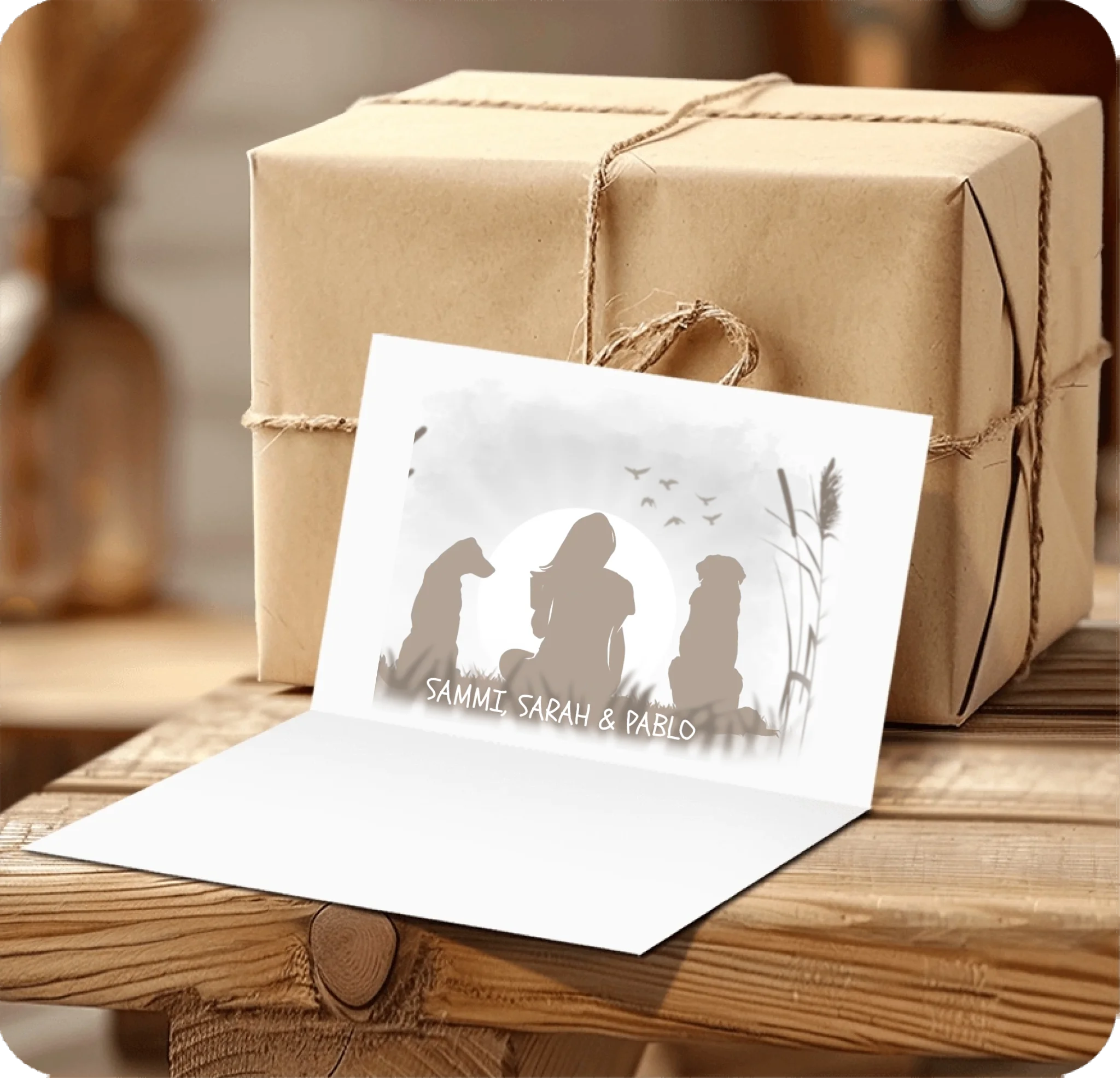 Meine Zeit Jetzt“ – Personalisierte Tasse mit Silhouette, Haustieren und Grußkarte – Geschenkideen für Frauen
