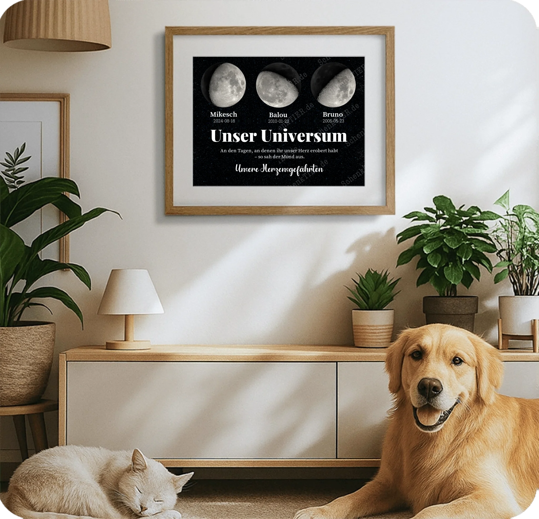 Poster im Holzraahmen für Wohnzimmer