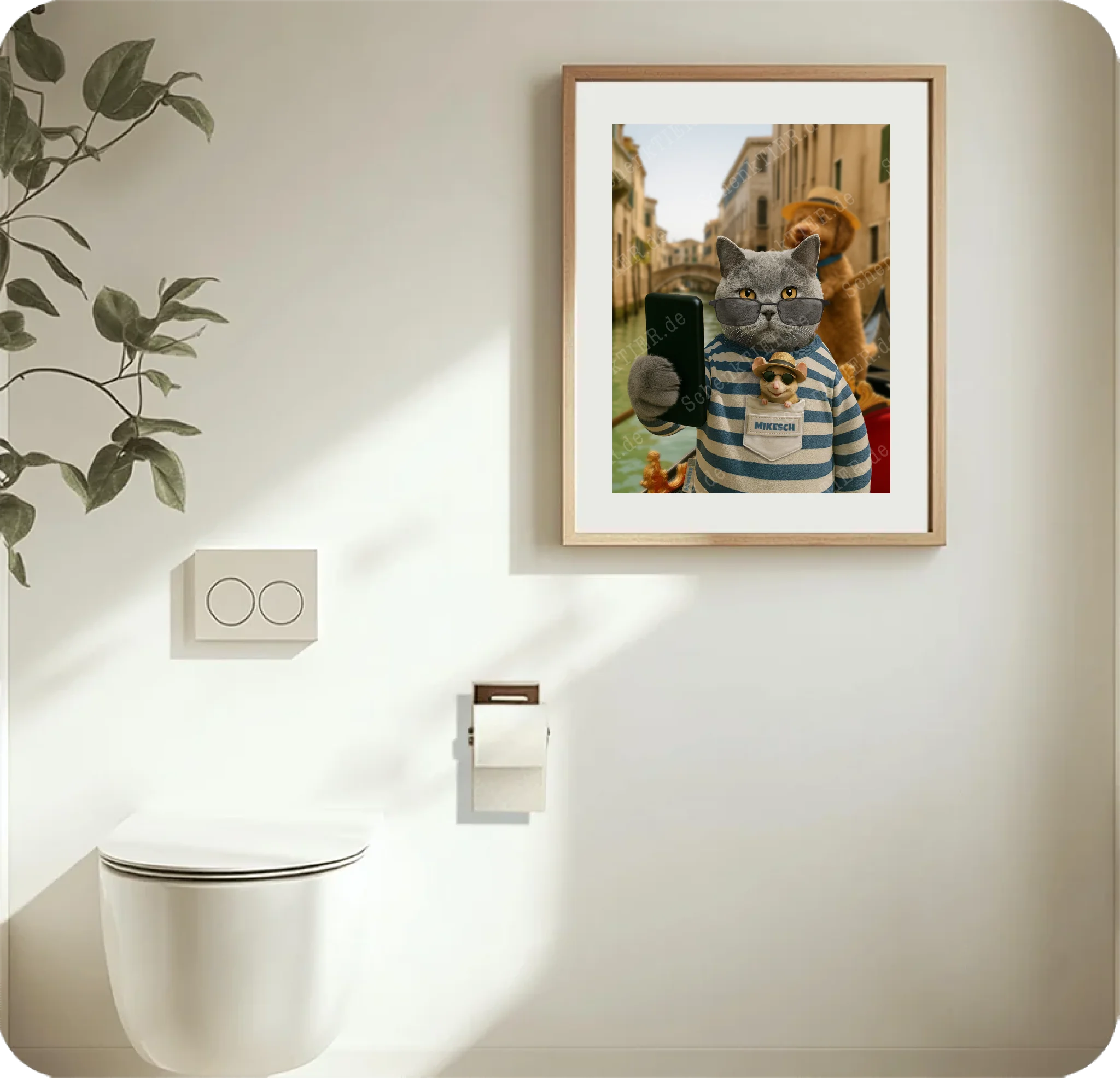 WC Raum mit dem Poster Katze mit Zeitung