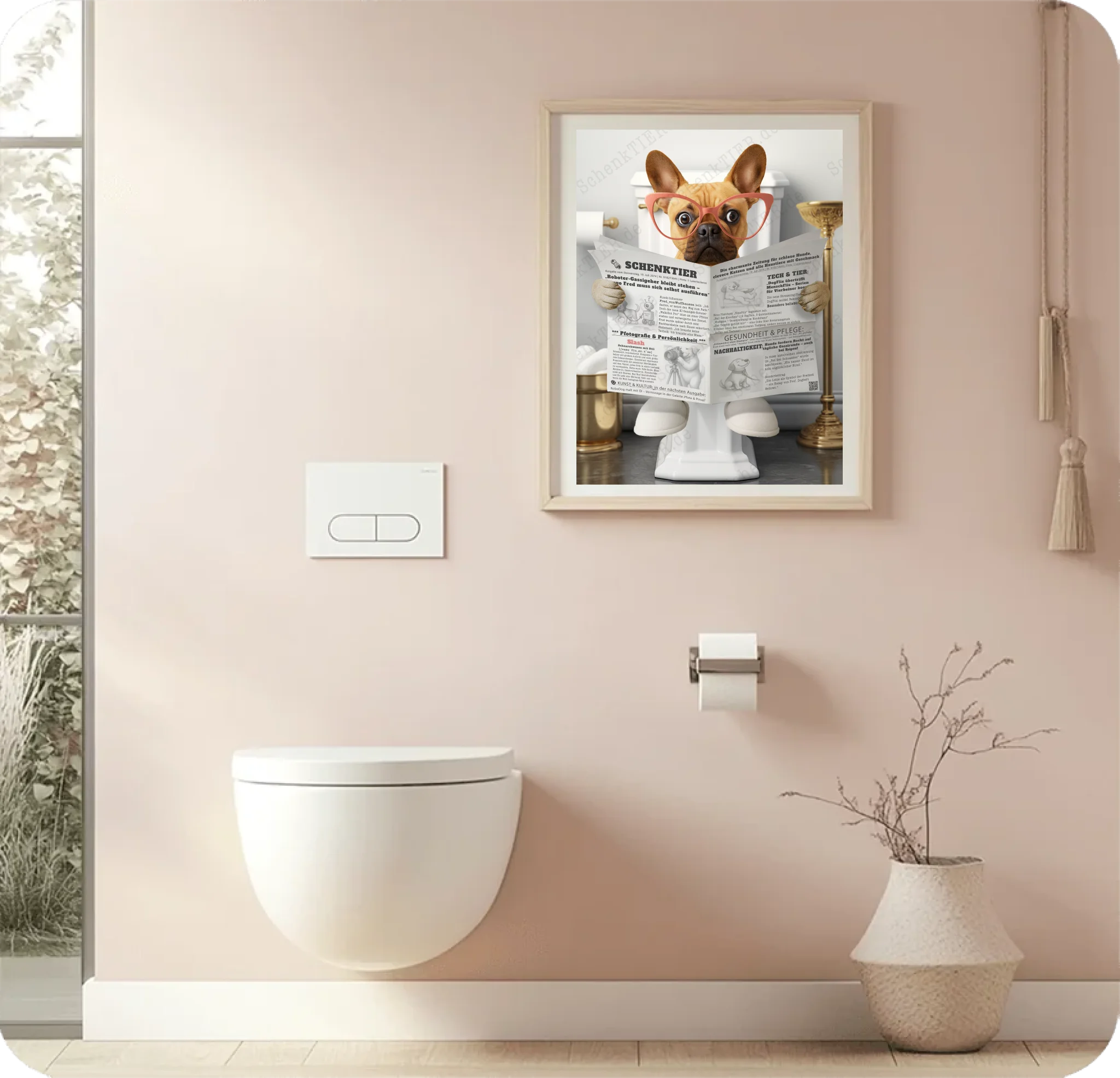 WC Raum mit dem Poster Katze mit Zeitung 3
