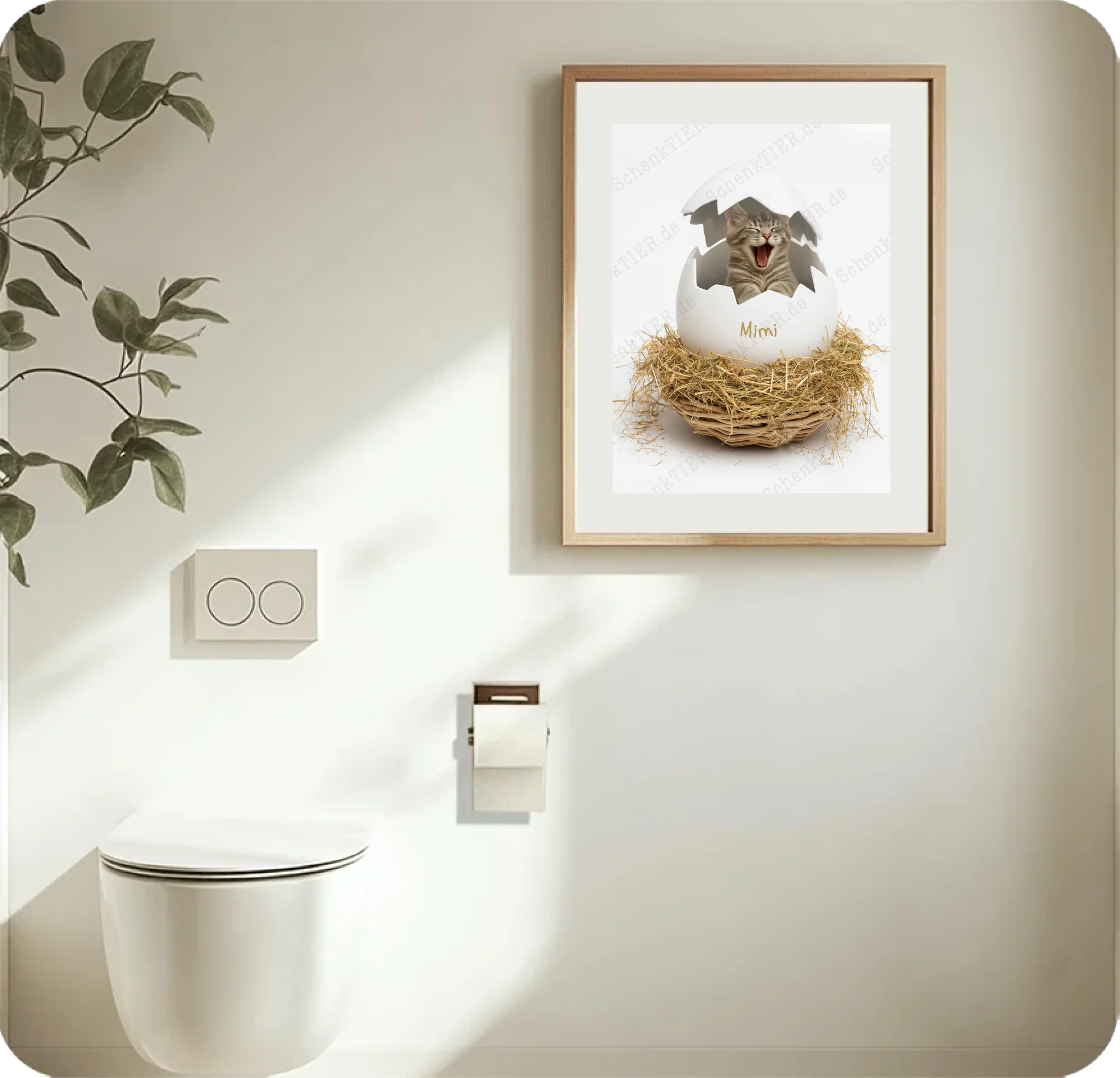 WC Raum mit dem Poster Katze mit Zeitung