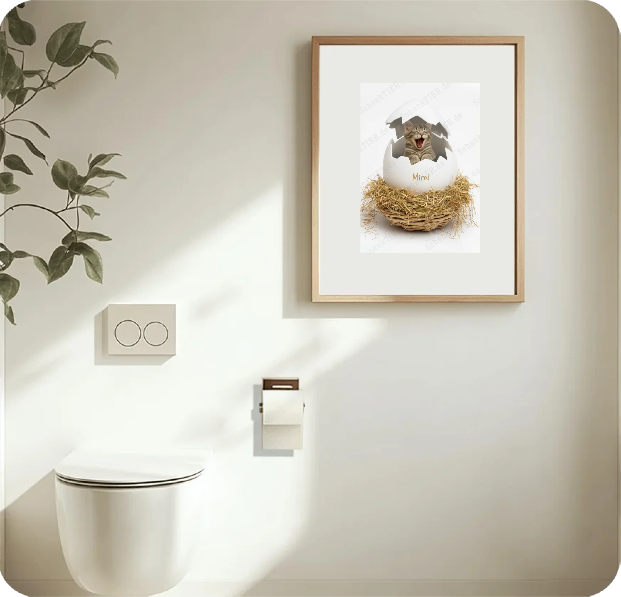 WC Raum mit dem Poster Katze mit Zeitung