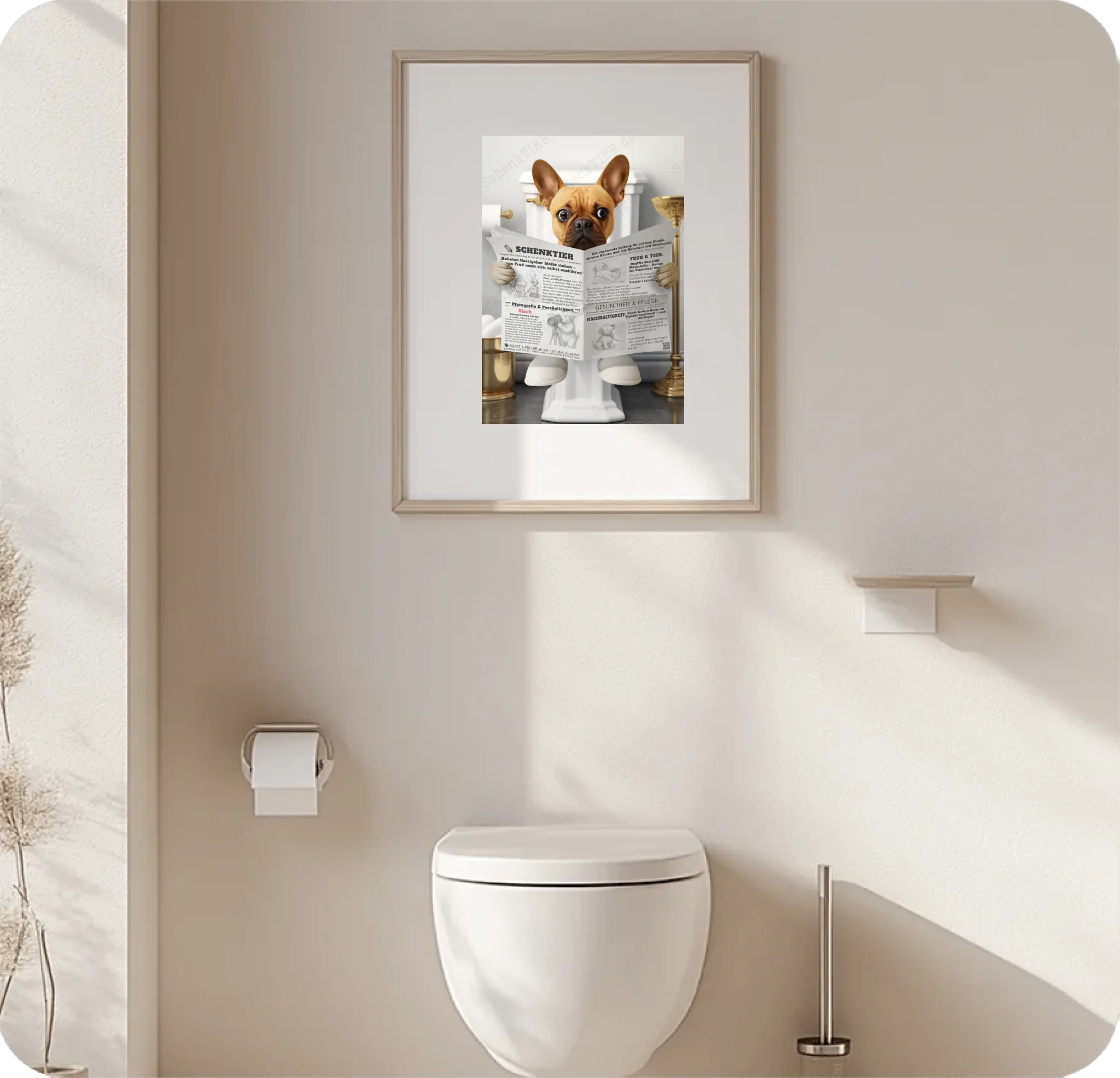 WC Raum mit dem Poster Katze mit Zeitung 2