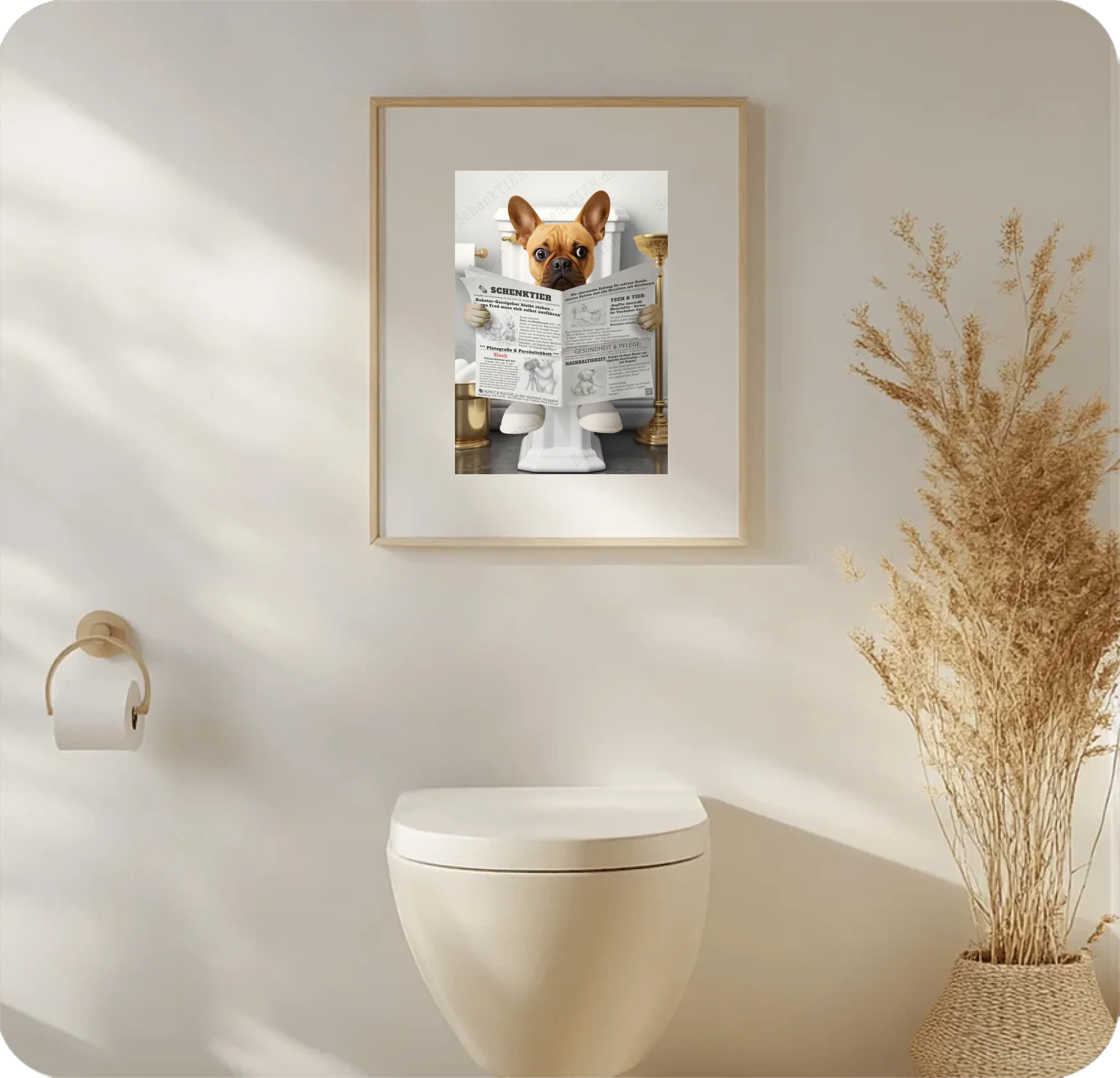 WC Raum mit dem Poster Katze mit Zeitung 4