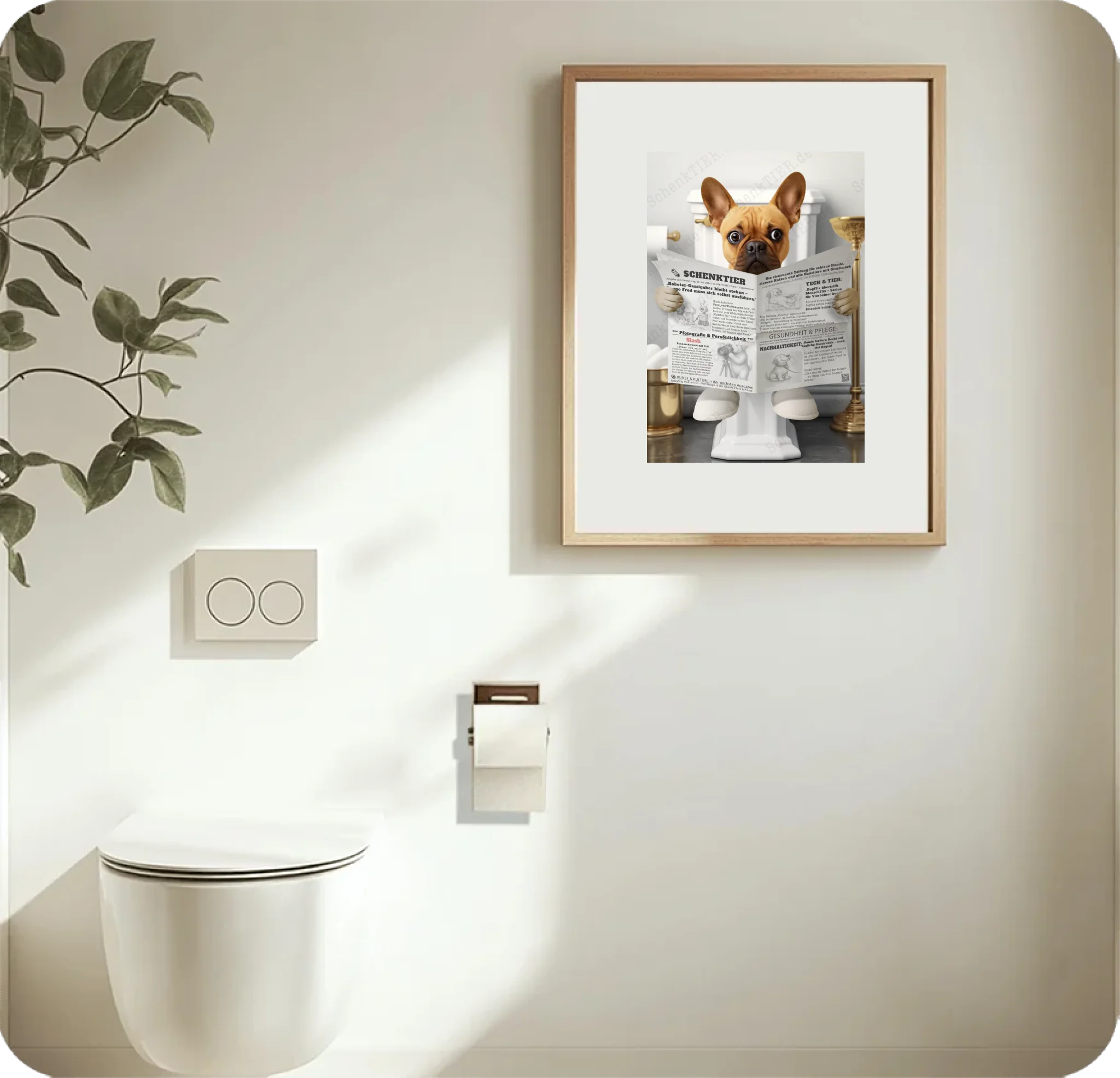 WC Raum mit dem Poster Katze mit Zeitung
