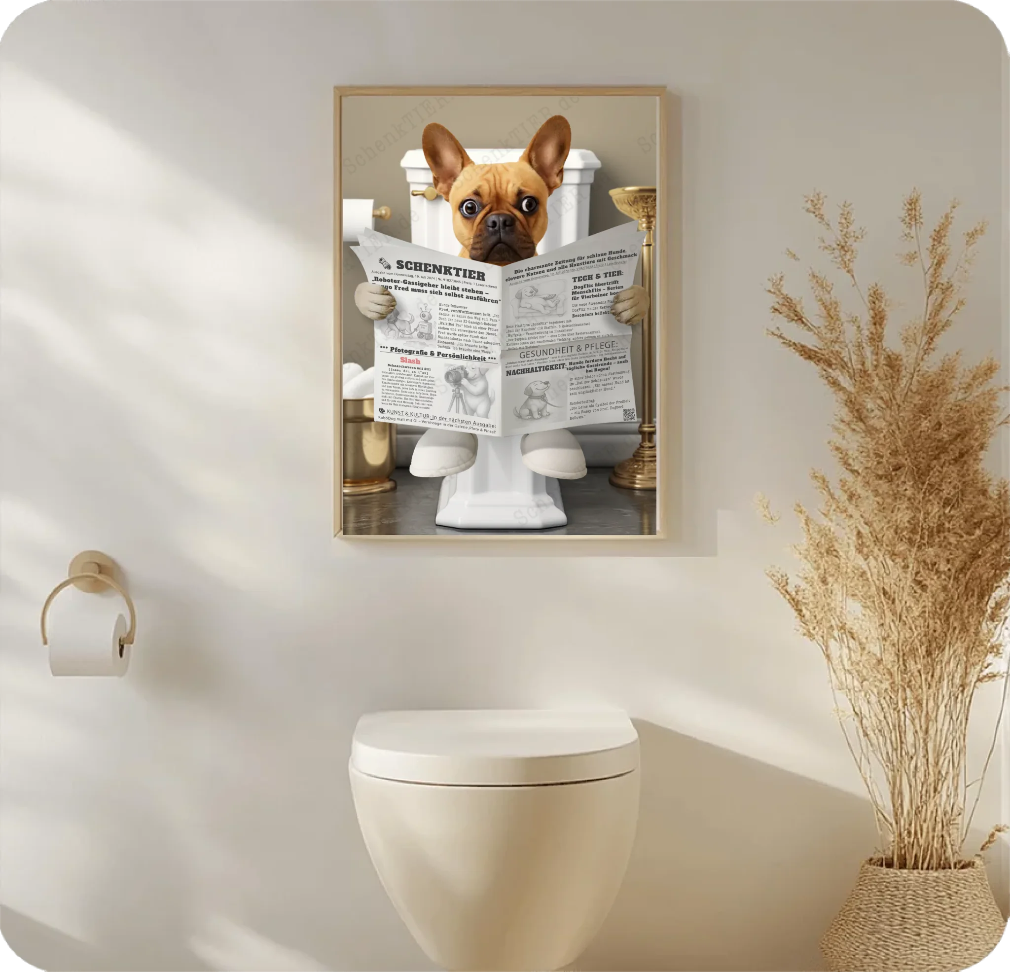 WC Raum mit dem Poster Katze mit Zeitung 4