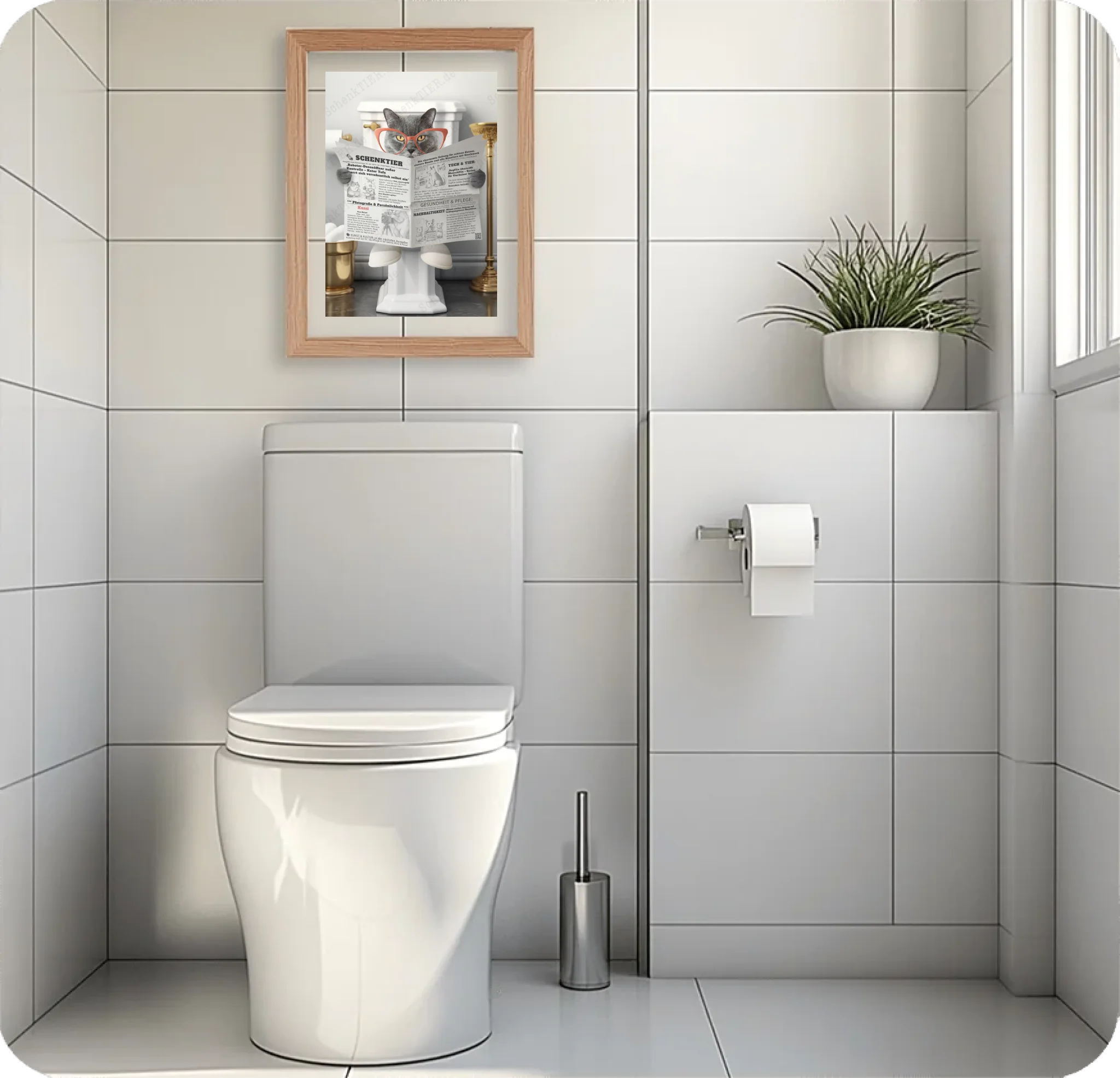 WC Raum mit dem Poster Katze mit Zeitung 5