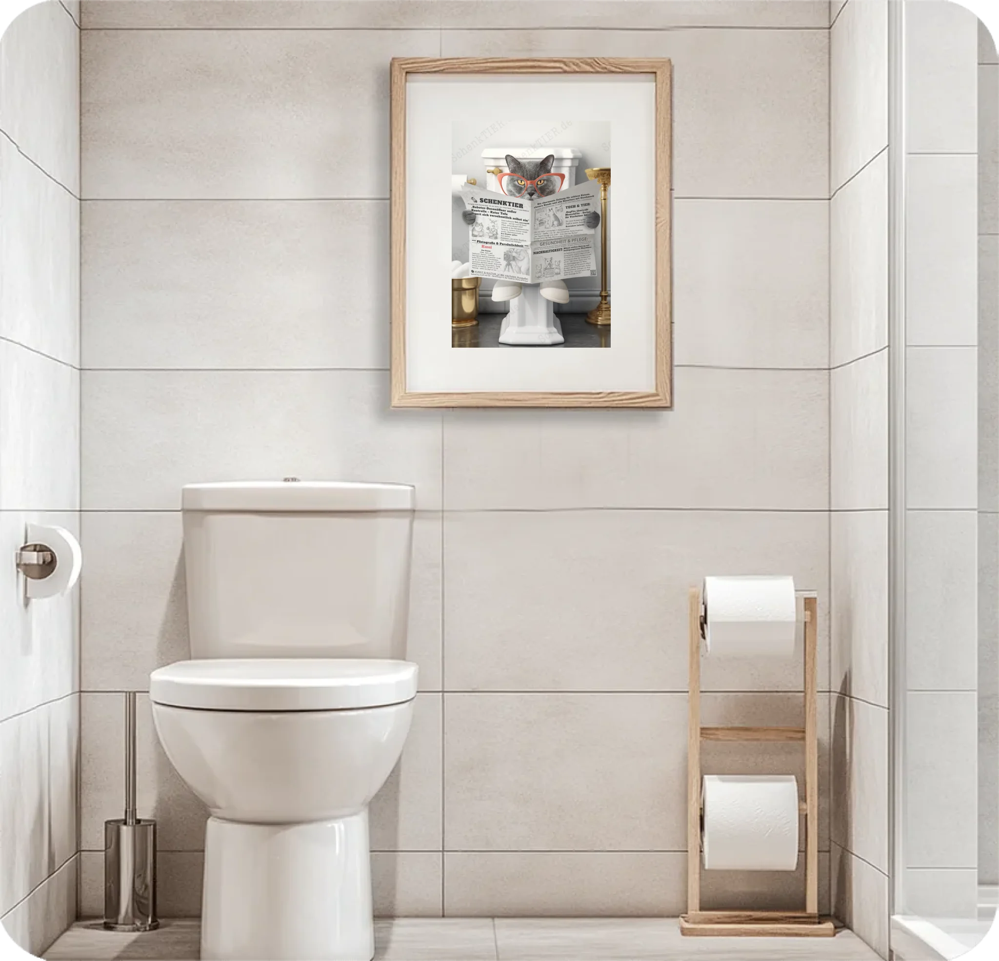 WC Raum mit dem Poster Katze mit Zeitung 7