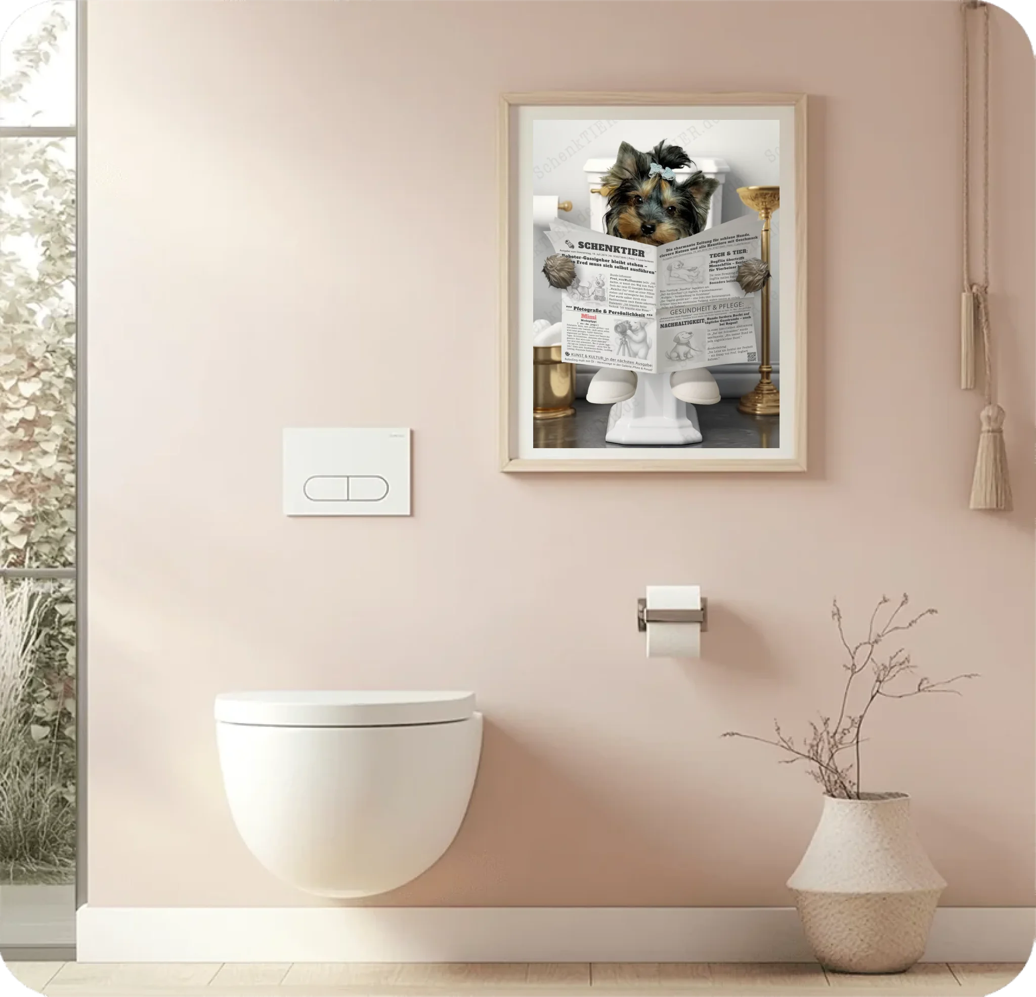 WC Raum mit dem Poster Katze mit Zeitung 3