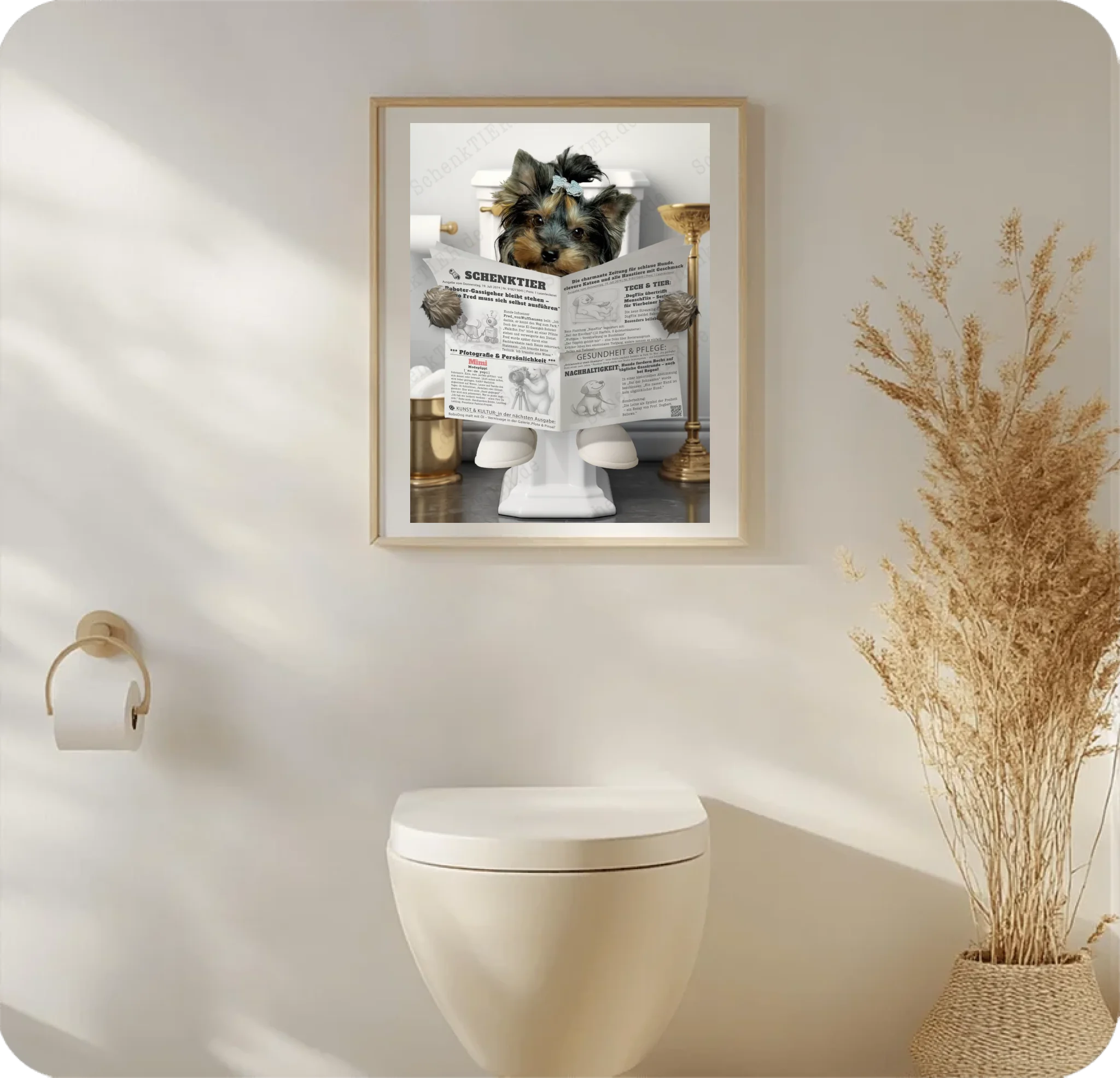 WC Raum mit dem Poster Katze mit Zeitung 4