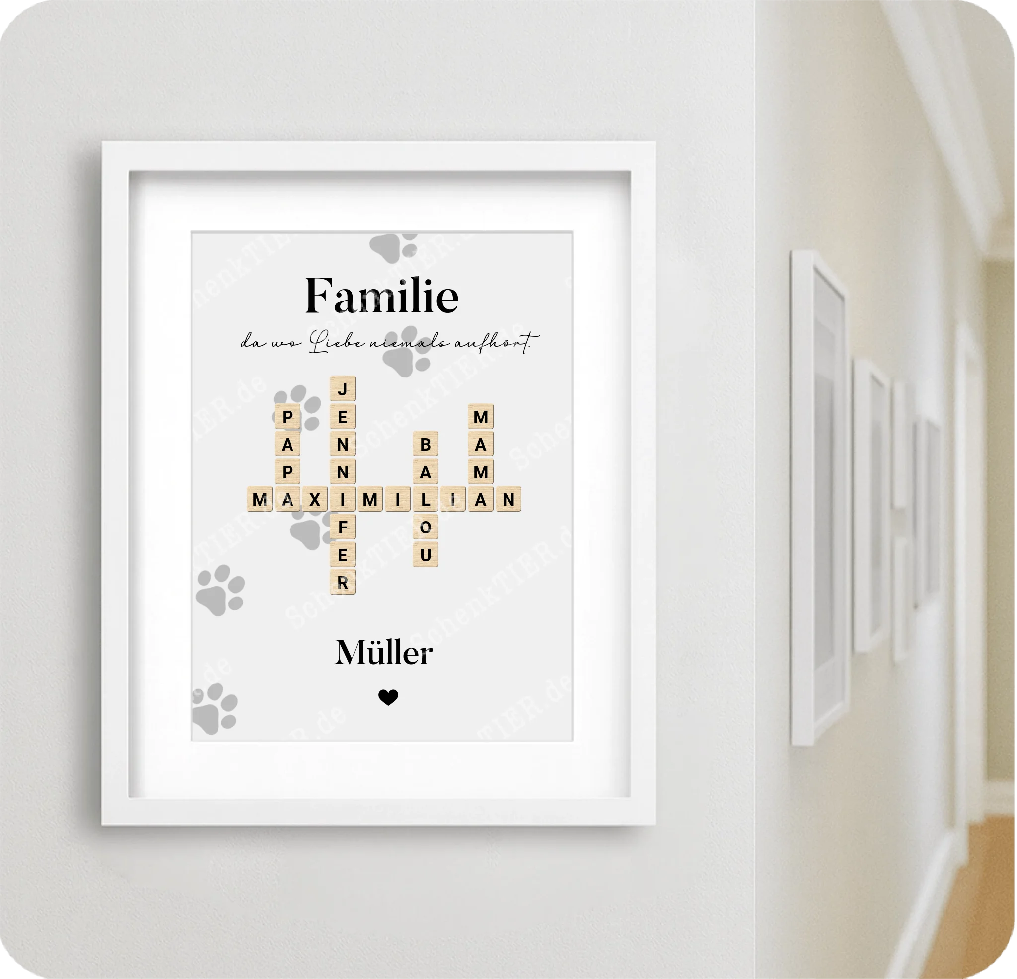 Poster in einem weißen Rahmen 30 mal 40 für Flur von Schenktier