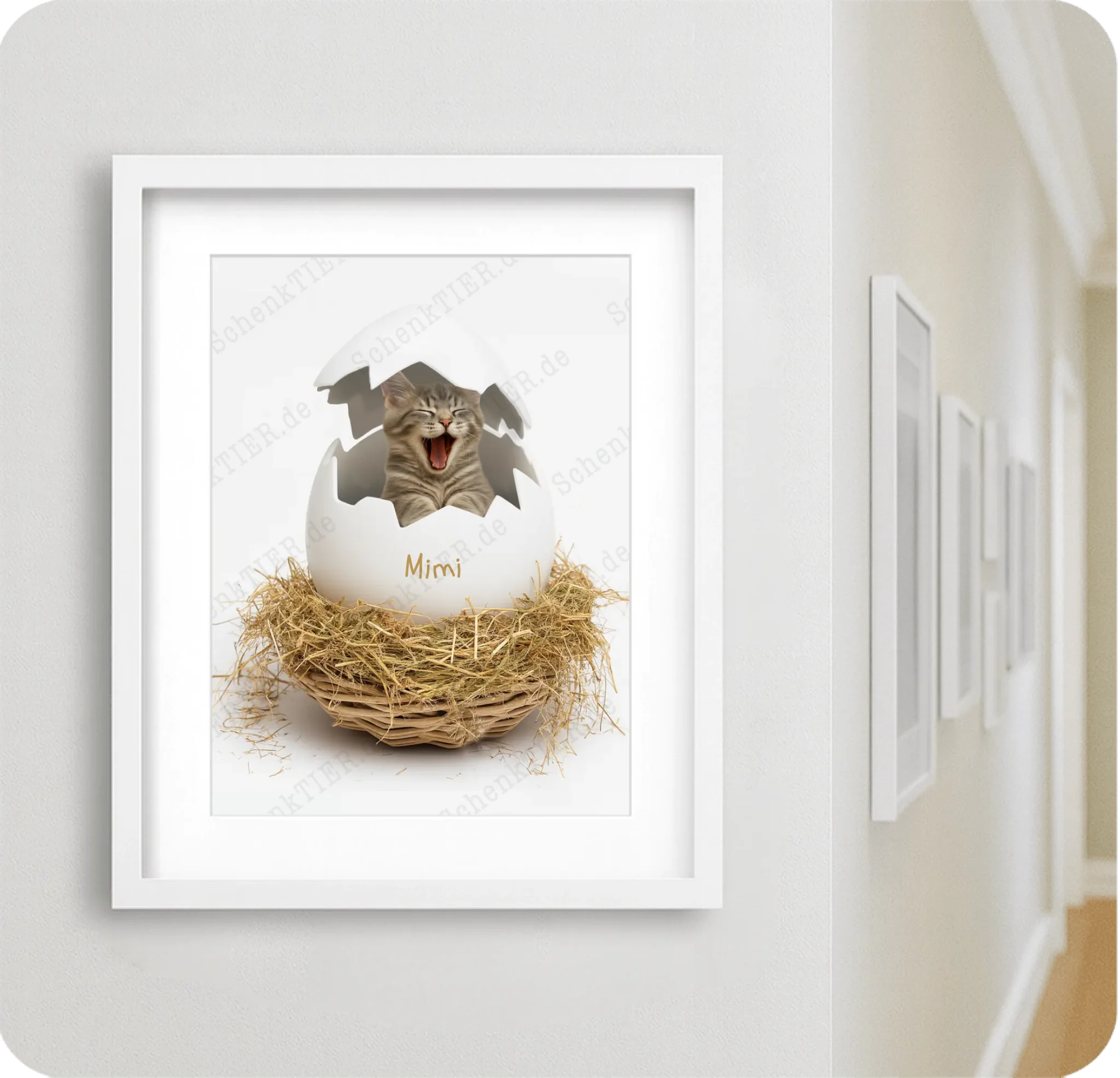Poster in einem weißen Rahmen 30 mal 40 für Flur von Schenktier