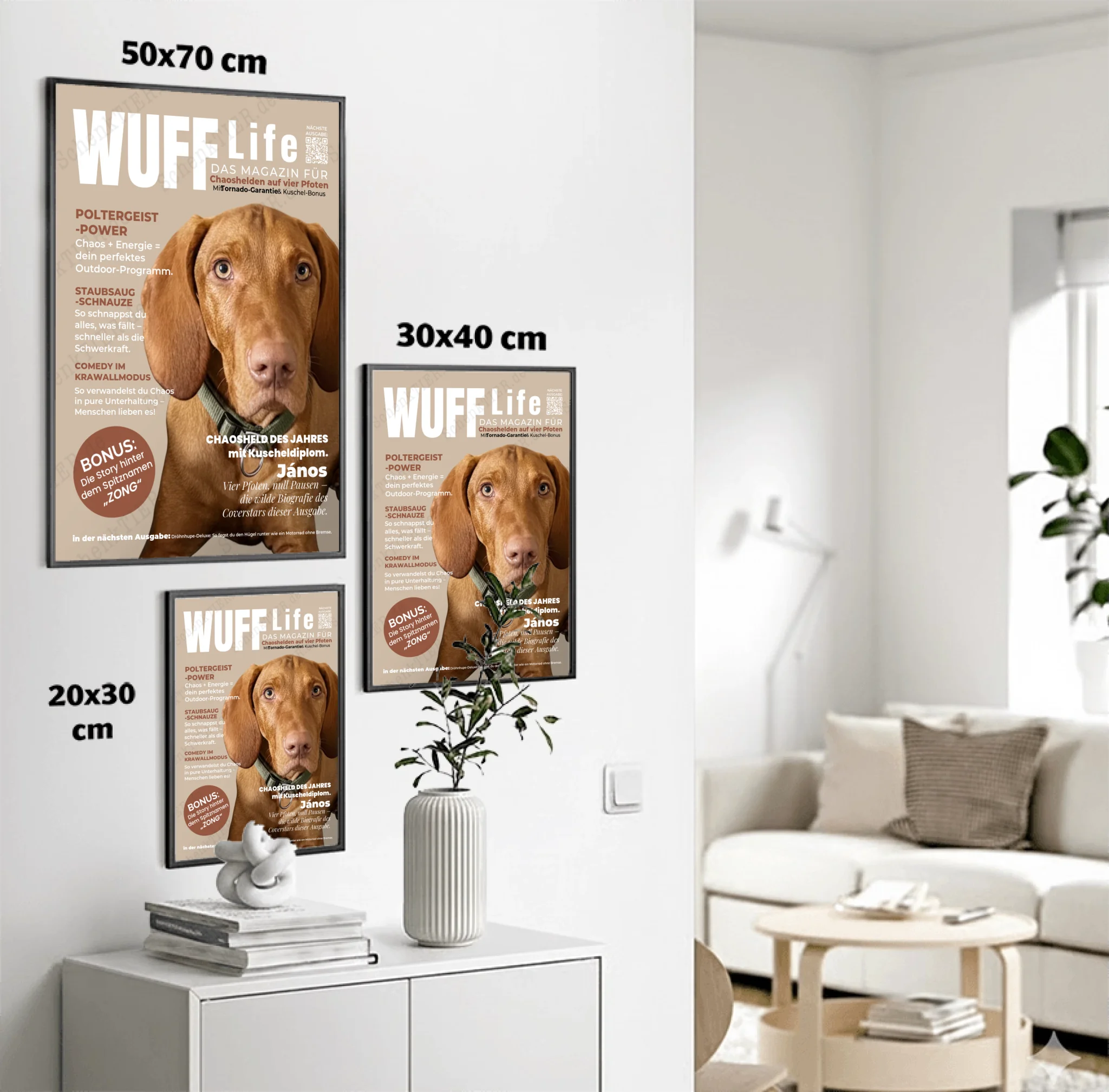 Poster von SChenktier im Größenvergleich