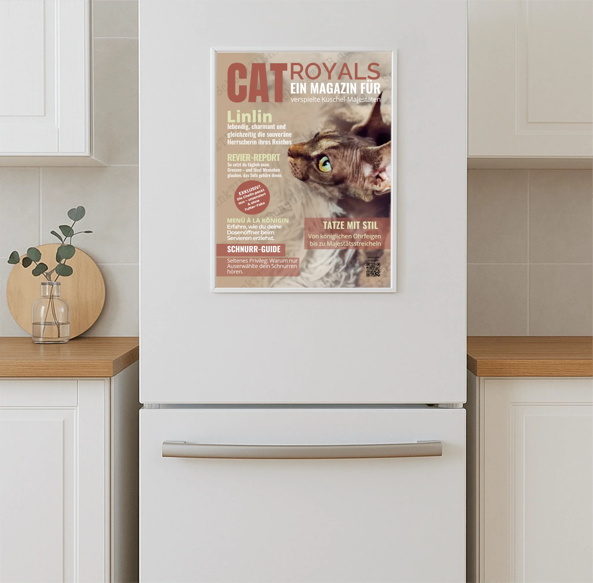 Poster 30 mal 40 hängt auf einem Kühlschrank
