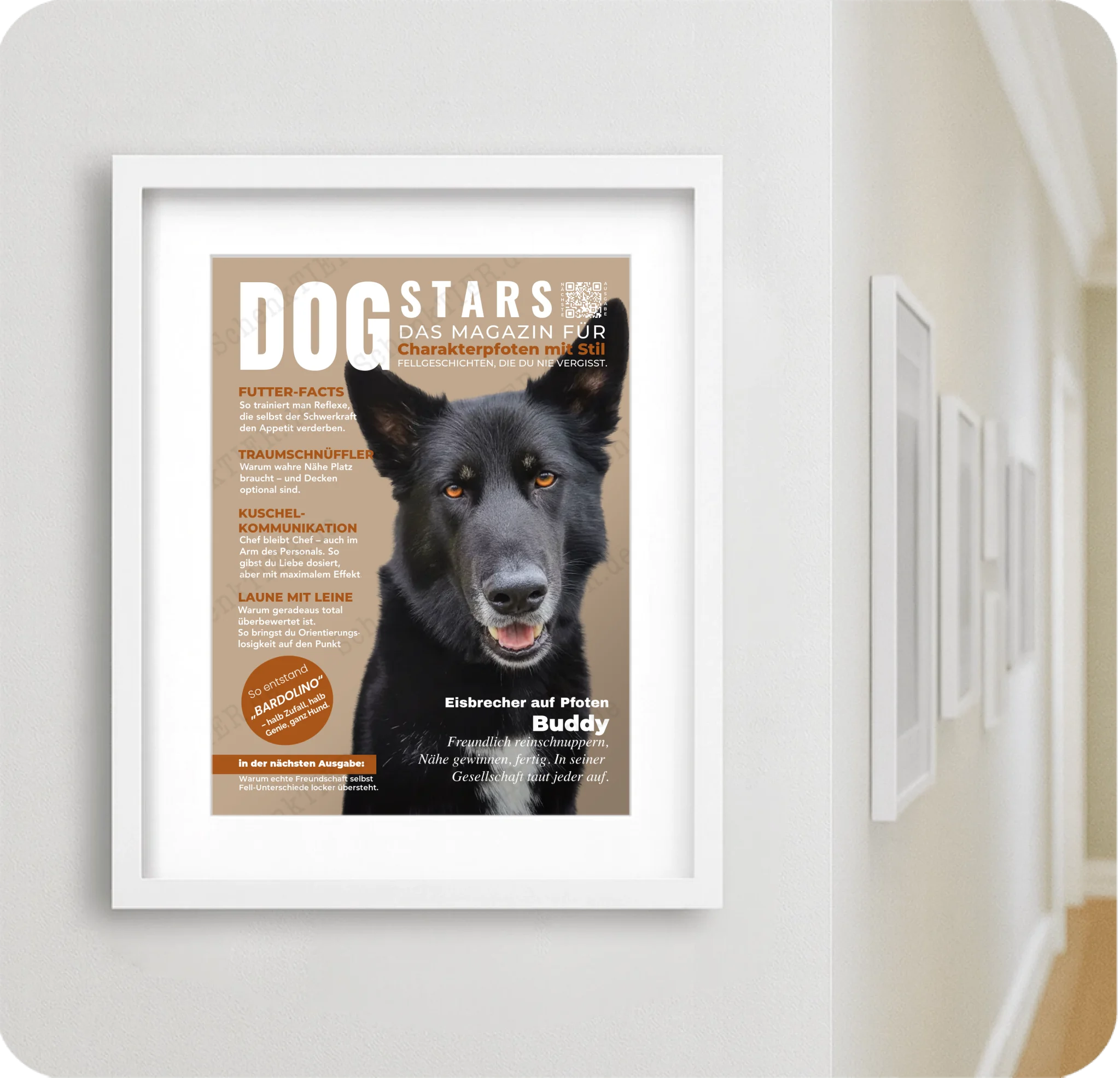 Poster in einem weißen Rahmen 30 mal 40 für Flur von Schenktier