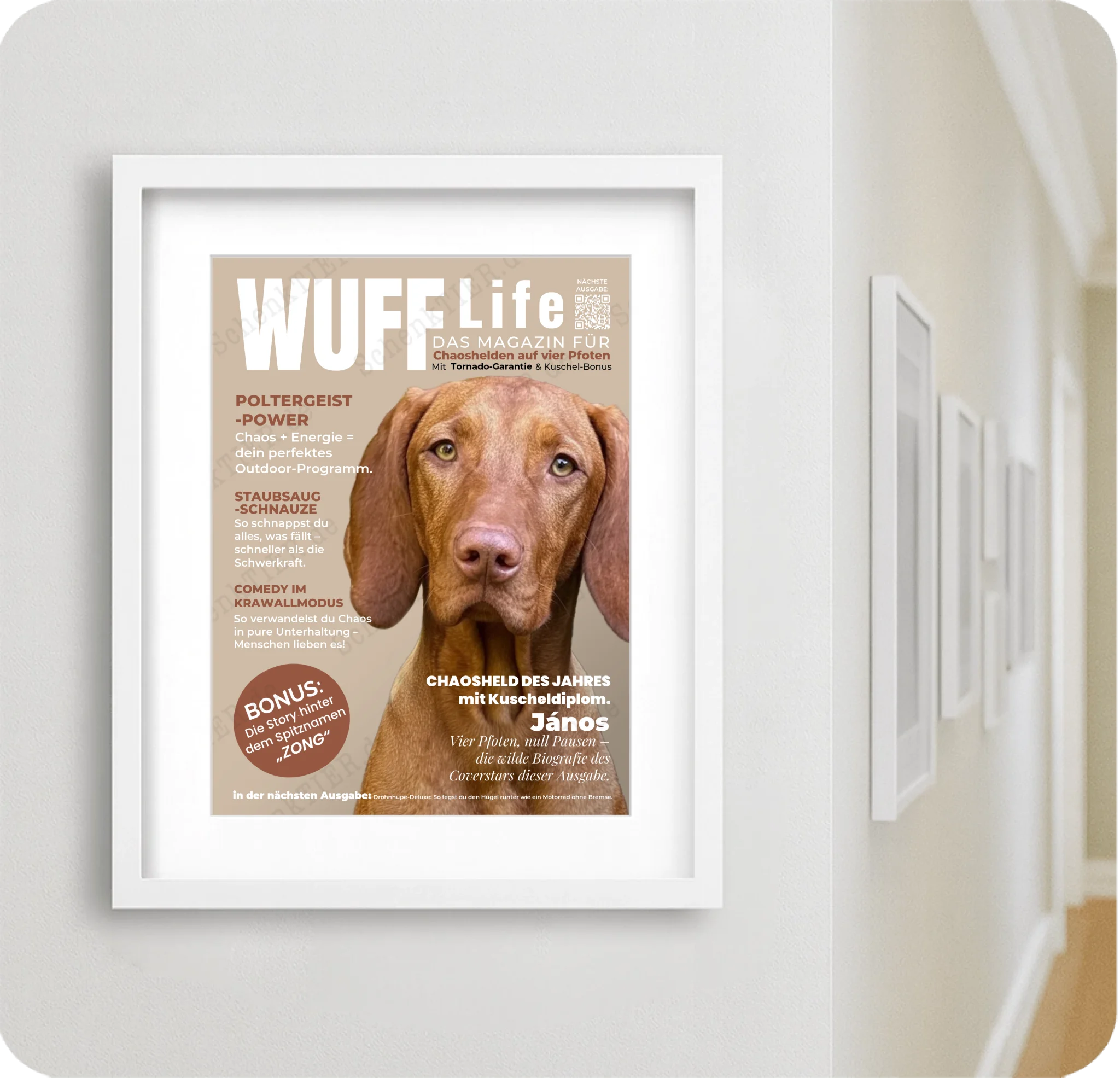 Poster in einem weißen Rahmen 30 mal 40 für Flur von Schenktier