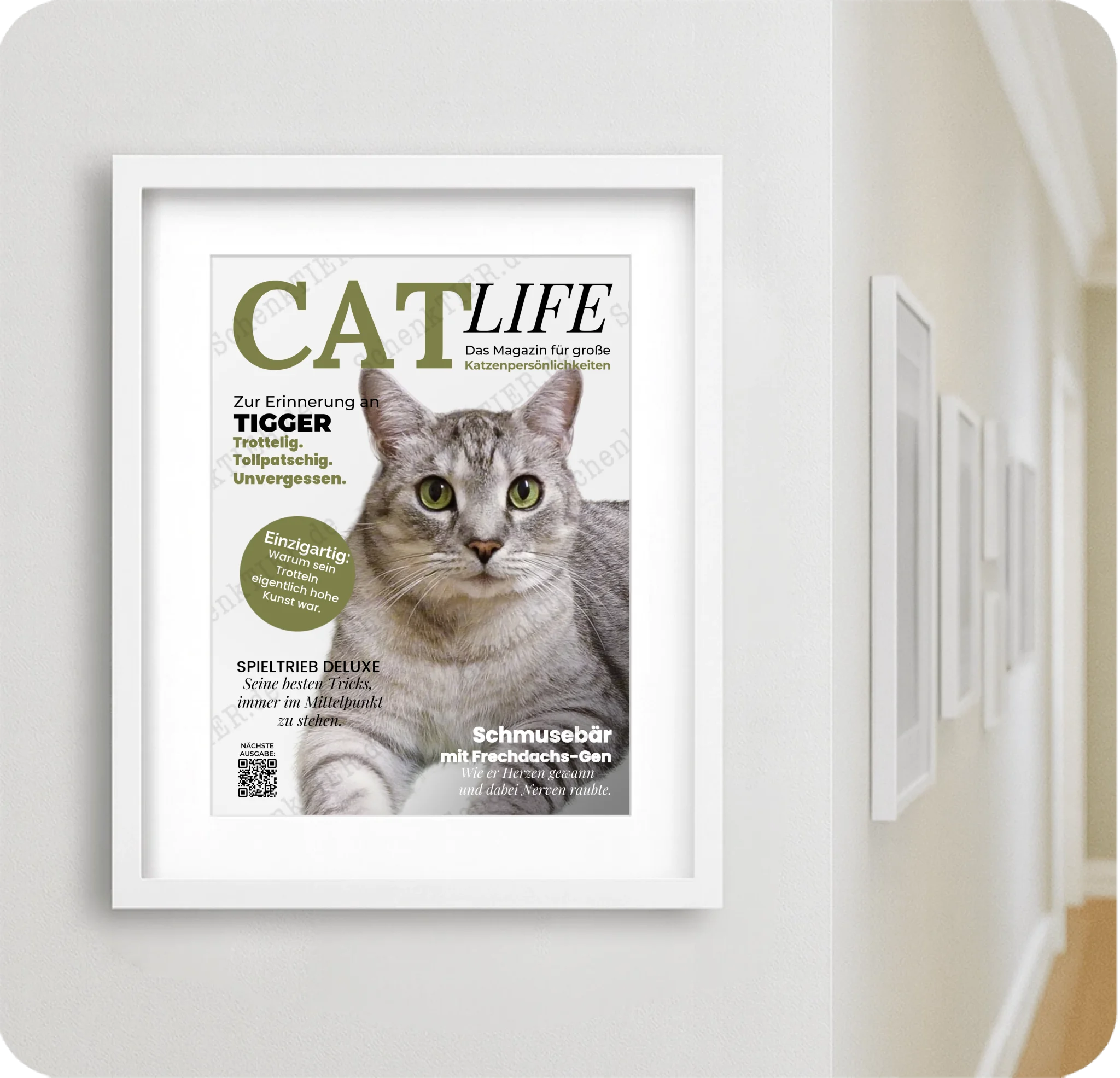 Poster in einem weißen Rahmen 30 mal 40 für Flur von Schenktier