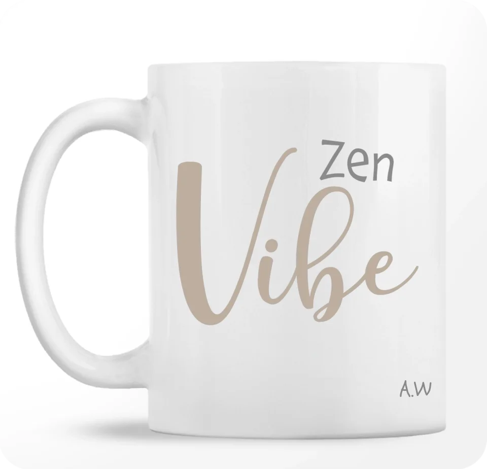 Zen Mind – Nachhaltige Tasse mit Text, Slogan und Silhouette