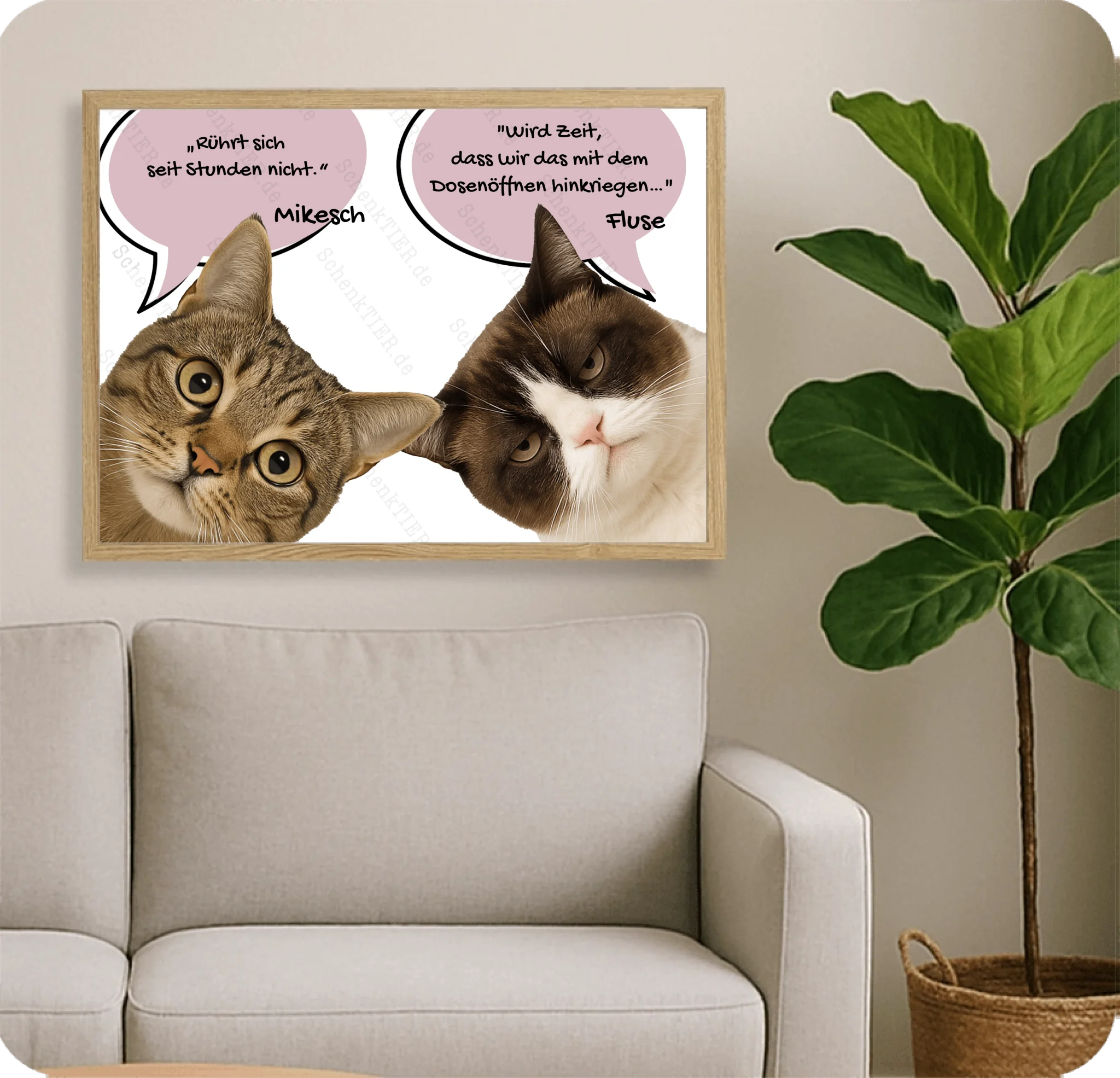 Poster 70 mal 50 cm im Holzraahmen im Wohnzimmer an der Wand
