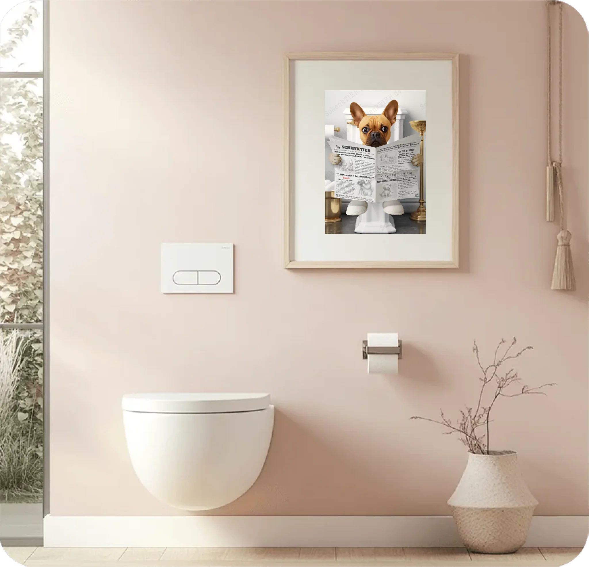 WC Raum mit dem Poster Katze mit Zeitung 3