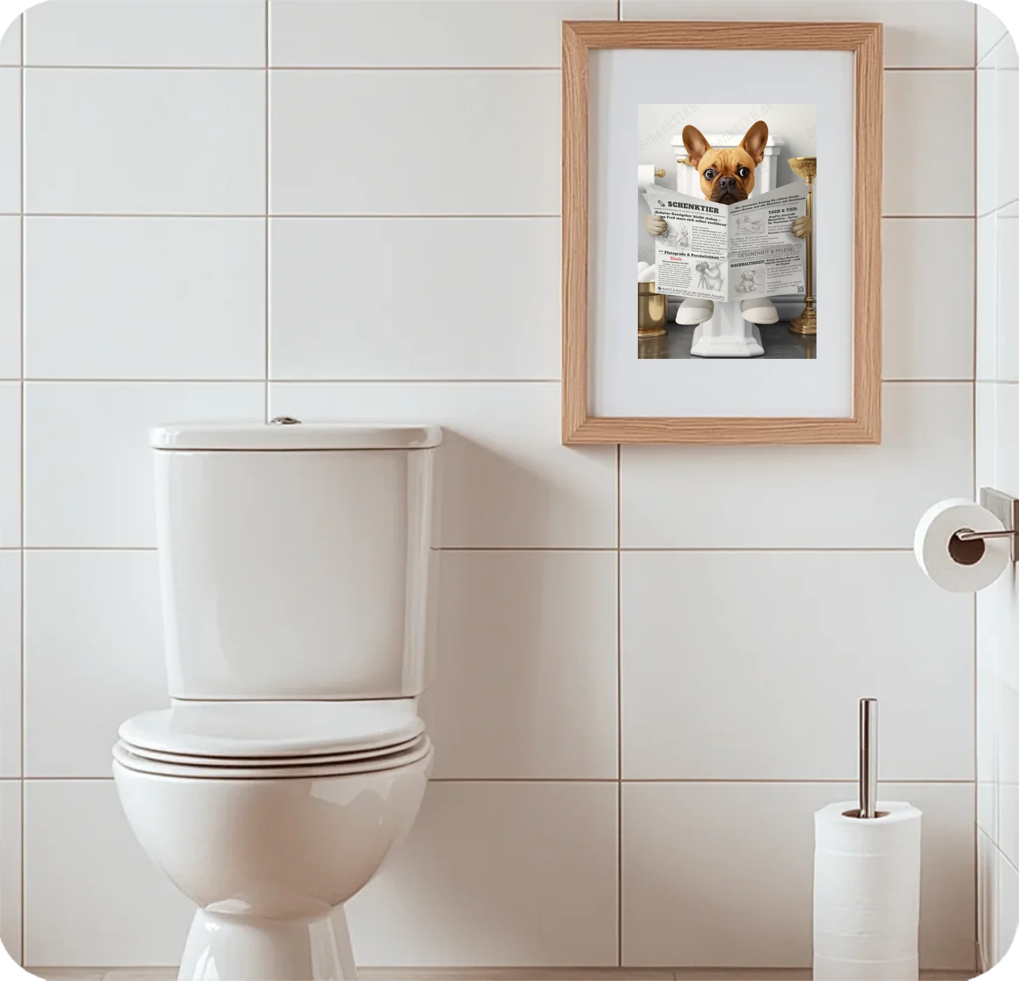 WC Raum mit dem Poster Katze mit Zeitung 8